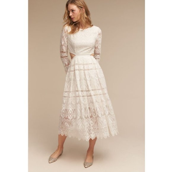 Badgley Mischka BHLDN Size 8 Gigi Point Toe Jeweled Ivory Ballet Flats Shoes - Picture 2 of 16